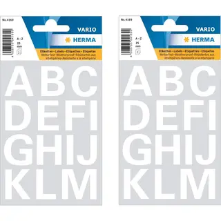 Herma Stickervel Alfabet - 56x Stuks - Plak Letters - A Tm Z - Wit - 20x20 Mm