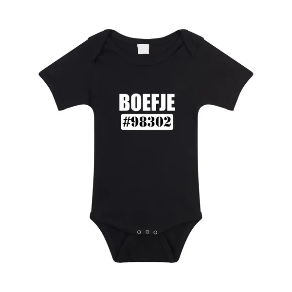 Bellatio Decorations Boefje Nummer 98302 Tekst Baby Rompertje Zwart Jongens En Meisjes - Kraamcadeau - Carnaval/ Verkleed Babykleding 68 thumbnail