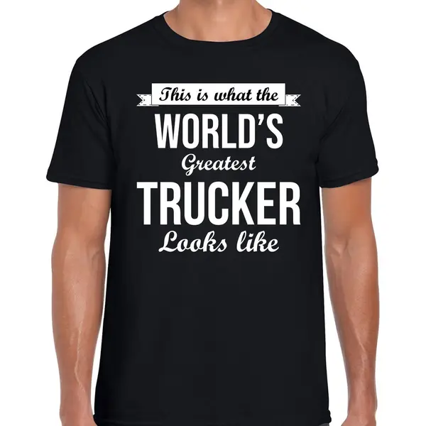 Bellatio Decorations Worlds Greatest Trucker Cadeau T-shirt Zwart Voor Heren - Cadeau Verjaardag T-shirt Vrachtwagenchauffeur L thumbnail