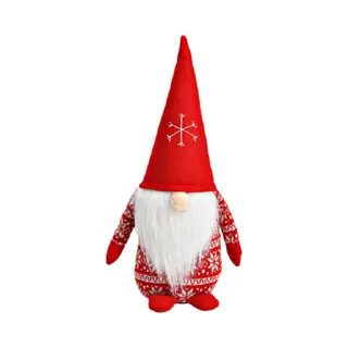 G. Wurm Pluche Gnome/dwerg - Kerstman Pop/knuffel - Rood - 16 X 20 X 40 Cm
