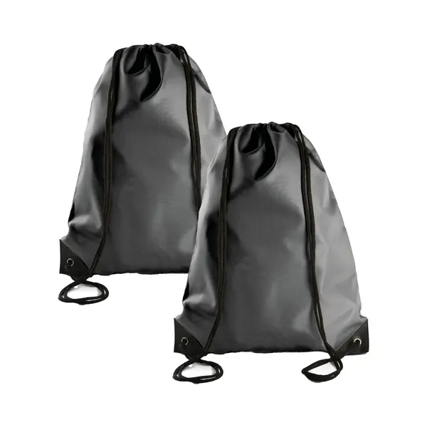 Sport Gymtas/draagtas Met Rijgkoord - 2x - Donkergrijs - 34 X 44 Cm - Polyester - Verstevigde Hoeken thumbnail