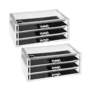 5five Sieraden/make-up Organizer - 2x - 3 Lades - 24 X 11 Cm - Kunststof - Sieradenkastje - Make-upkastje - Organizers