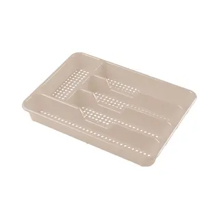 Hega hogar Kunststof Bestekbak/bestekhouders 5-vaks Taupe - 34 X 25 X 4 Cm - Keuken Lades Opbergers - Vakverdelingen