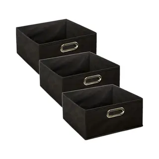 5Five Opbergmand/kastmand - Set Van 3x Stuks - Zwart - Linnen - 14 Liter - 31 X 31 X 15 Cm - Opbergbox - Vakkenkast Manden