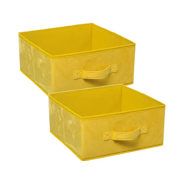 5Five Opbergmand/kastmand - Set Van 4x Stuks - Geel - 14 Liter - 31 X 31 X 15 Cm - Opbergboxen - Vakkenkast Manden - Polyester thumbnail