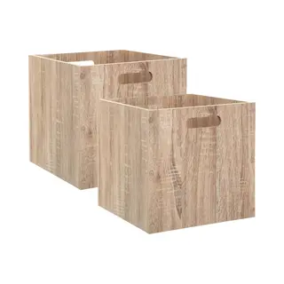 5five Set Van 2x Stuks Opbergmand/kastmand 29 Liter Bruin/naturel Van Hout 31 X 31 X 31 Cm - Opbergboxen - Vakkenkast Manden