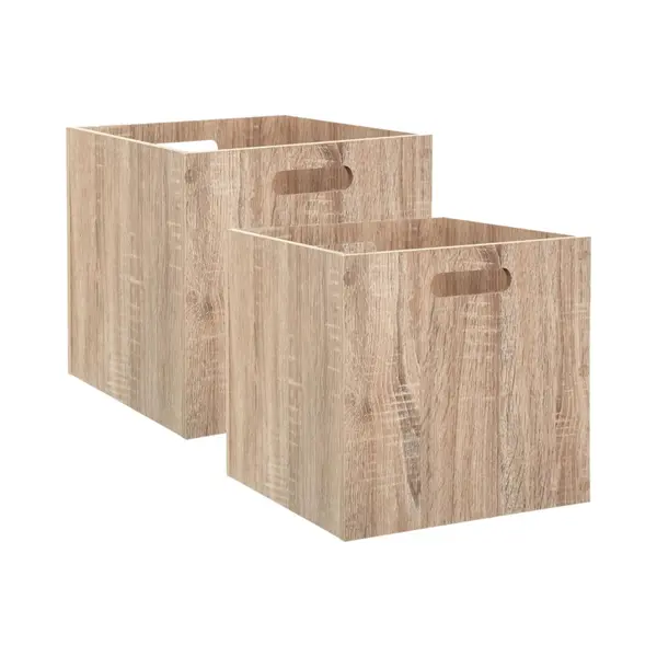 5five Set Van 2x Stuks Opbergmand/kastmand 29 Liter Bruin/naturel Van Hout 31 X 31 X 31 Cm - Opbergboxen - Vakkenkast Manden thumbnail