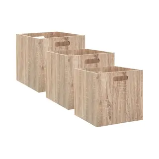 5five Set Van 3x Stuks Opbergmand/kastmand 29 Liter Bruin/naturel Van Hout 31 X 31 X 31 Cm - Opbergboxen - Vakkenkast Manden