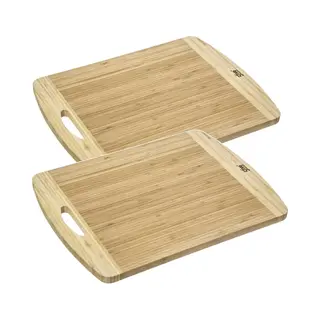 Secret de Gourmet 2x Stuks Snijplank Met Handvat 40 X 30 Cm Van Bamboe Hout - Serveerplank - Broodplank