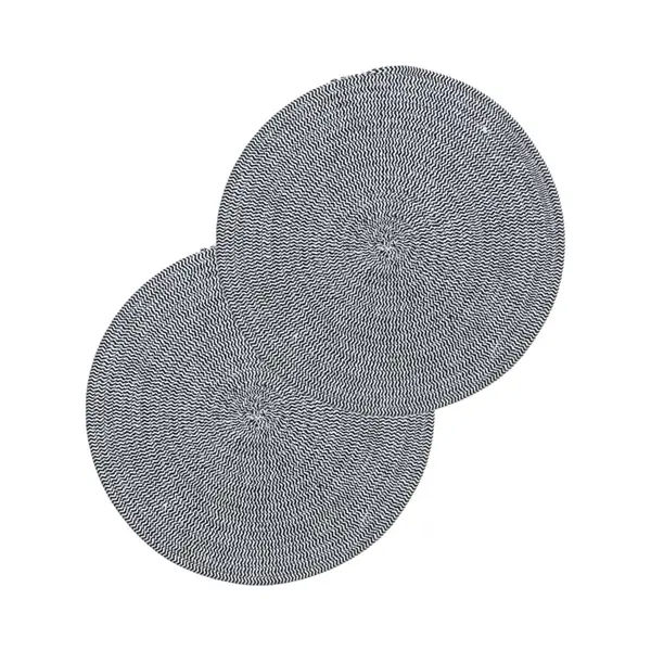 Secret de Gourmet Tafel Placemat/onderlegger - Set Van 6x Stuks - Rond - Zwart/wit - Katoen - 38 Cm - Ontbijt/lunch/diner Placemats thumbnail