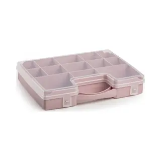 Plasticforte Opbergkoffertje - 13-vaks - Oud Roze - Opbergkoffer - Sorteer Box - 27, 5 X 20, 5 X 3 Cm