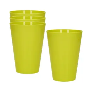 Hega hogar 4x Drinkbekers Van Kunststof 430 Ml In Het Groen - Limonade Bekers - Campingservies/picknickservies