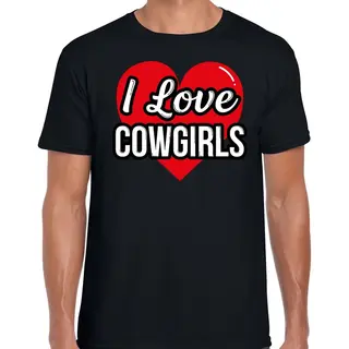 Bellatio Decorations I Love Cowgirls Verkleed T-shirt Zwart - Heren - Western/ Wilde Westen Thema Verkleed Outfit / Kleding Xxl