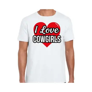 Bellatio Decorations I Love Cowgirls Verkleed T-shirt Wit - Heren - Western/ Wilde Westen Thema Verkleed Outfit / Kleding Xl
