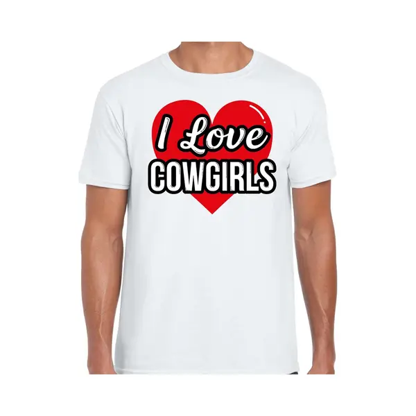 Bellatio Decorations I Love Cowgirls Verkleed T-shirt Wit - Heren - Western/ Wilde Westen Thema Verkleed Outfit / Kleding Xl thumbnail