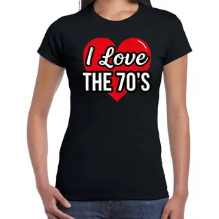 Bellatio Decorations I Love 70s Verkleed T-shirt Zwart Voor Dames - Discoverkleed / Party Shirt - Cadeau Voor Een Jaren 70/ Seventies Liefhebber S