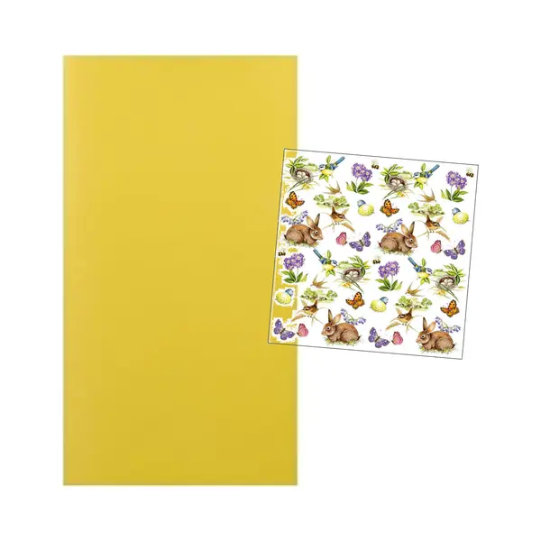 Pasen Gedekte Tafel Set Geel Plastic Tafelkleed 120 X 180 Cm Met 20x Pasen Thema Servetten Van 33 X 33 Cm thumbnail