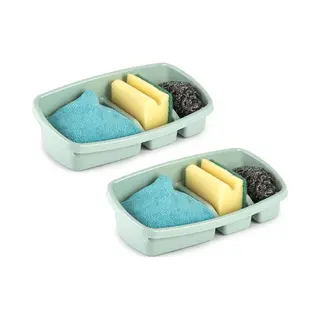 Plasticforte 2x Stuks Keuken Sponsjes/doekjes Houders 26 X 14 Cm Mintgroen - Handige Keuken Artikelen - Kunststof