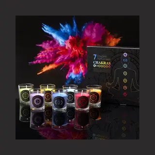 Wdmt Meditatie Geurkaarsen Set – 7 Luxe Kaarsen In Geschenkdoos – Geurkaarsen Voor Yoga, Ontspanning & Mindfulness – Chakra Cadeau – Meerkleurig -
