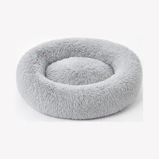 Wdmt Hondenbed, Rond, Diameter 80 Cm, Pluche Donutkussen, Zacht, Comfortabel, Wasbaar, Knuffelmand Voor Middelgrote En Grote Honden, Grijs