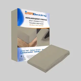 Home bedding Premium Hoeslaken-jersey-100% Katoen -stretch-2Persoons-140x200+30cm Hoekhoogte -Taupe