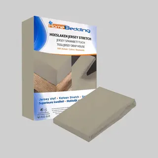 Home bedding Premium Hoeslaken-jersey-100% Katoen -stretch-2Persoons-160x200+ 30cm Hoekhoogte - Taupe