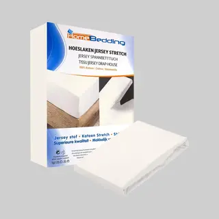 Home bedding Premium Hoeslaken-jersey-100% Katoen -stretch-Lits-jumeaux-200x220 +40cm-Hoekhoogte- Geschikt Voor Boxspring -Créme