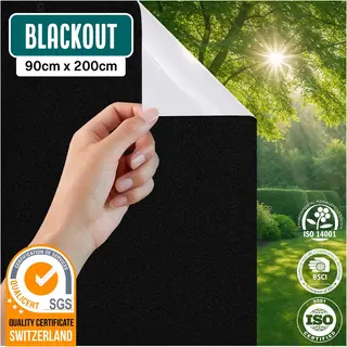 Homewell - [90x200cm] Verduisteringsdoek Hr++ Raamfolie 100% Verduisterend Blackout - Anti Inkijk, Isolerend En Zonwerend - Herbruikbaar - Statisch