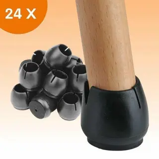 Flooq - Stoelpoot Doppen – 17-22mm - Met Anti-Kras Vilt – Stoelpoot Beschermers - Vloerbescherming – Stoelpootbeschermers – 24 Stuks – Zwart