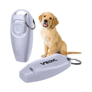 Vedic® - Luxe Clicker Met Fluit - Clickertraining - Wit - Bevestigingsring - Fluit - Hondentraining
