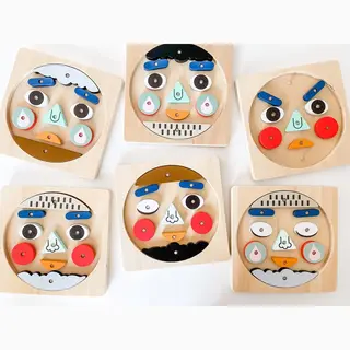 WoodyDoody Gezichten En Emoties Puzzel Voor Kinderen - Montessori Vormen Puzzel Emoties Leren - Educatief Spel Ontwikkeling Emoties - Montessori Speelgoed Van