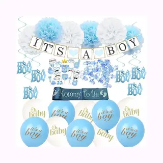 Versier Pakket It's A Boy Babyshower Versiering Blauw Babydouche - Geboorte Versiering Jongen - Baby Shower Decoratie - Blauwe Ballonnen - Sjerp