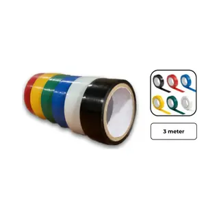 Pd® - Tape - Isolatietape / Pvc Tape - 18mm X 3m - 6 Stuks - Zwart / Groen / Blauw / Wit / Rood / Geel - Rubber Tape - Isolatieband