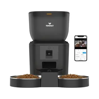 Tensfact Automatische Dispenser - Voedseldispenser Met Full Hd-camera - Droogvoerdispenser - Zwart