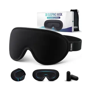 Somnifiq Slaapmasker - Luxe 3D Oogmasker - Traagschuim En Zijde - 100% Verduisterend - Zwart