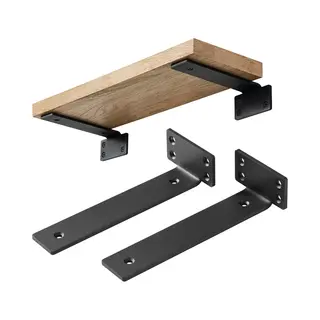 Yono Plankdragers Metaal - Zwevende Plankhouder Wandsteun - 15cm - Zwart - 2 Stuks