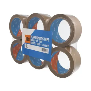 Dula Verpakkingstape - Bruin - 6 Rollen Dozentape 50 Mm X 66 M - Plakband