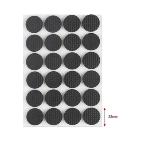 Fsw-Products - Zelfklevend Meubelonderzetters Zwart – 24 Stuks - 2.2cm Dia - Antikras - Zelfklevende Vilt - Stoelpoot Beschermers - Vloer Beschermer thumbnail