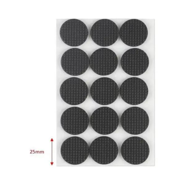 Fsw-Products - Zelfklevend Meubelonderzetters Zwart – 15 Stuks - 2.5cm Dia - Antikras - Zelfklevende Vilt - Stoelpoot Beschermers - Vloer Beschermer thumbnail