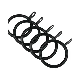 Fsw-Products - Zwarte Gordijnringen 6 Stuks - 3 Cm Diameter - Rvs Metaal - Douchegordijn Ringen - Gordijnhaken - Stevige Gordijnringen Voor