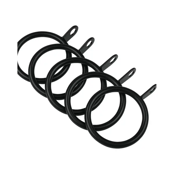 Fsw-Products - Zwarte Gordijnringen 6 Stuks - 3 Cm Diameter - Rvs Metaal - Douchegordijn Ringen - Gordijnhaken - Stevige Gordijnringen Voor thumbnail