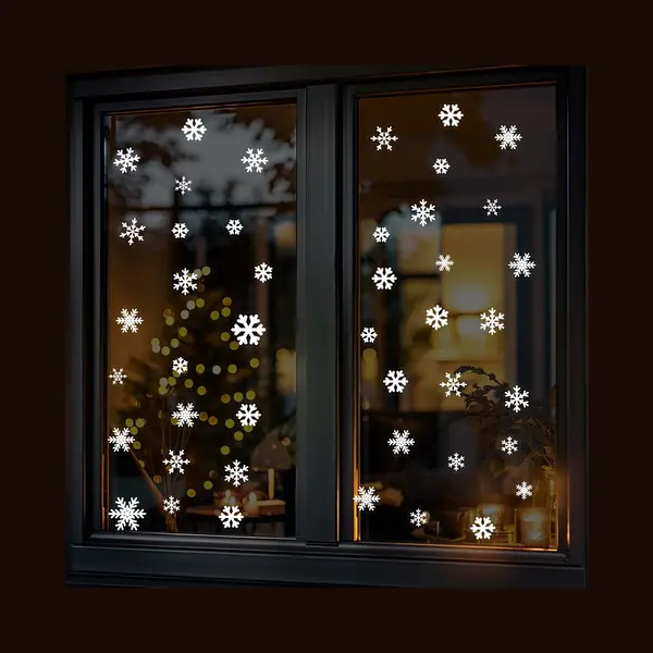 Plakkers Raamstickers Kerst 55 Stuks Herbruikbaar - Sneeuwvlokken Voor Kerstmis - Statische Raamdecoratie Voor Kerst thumbnail