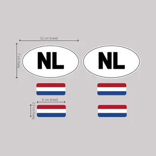 Plakkers Auto Sticker Nl Gelamineerd Uv- En Waterproof - Nl Sticker Set Met Vlaggen - Bumpersticker
