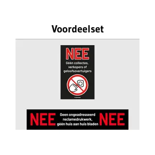 Plakkers Voordeelset Nee Sticker + Geen Collecte Sticker - Nee Nee Sticker Brievenbus