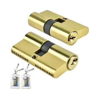 Igoods Cilinderslot - Profielcilinder - Deurcilinder - 60mm Dubbele Cilinder - Incl 5 Sleutels - Goudkleurig - 2st
