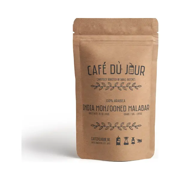 Café Du Jour 100% Arabica India Monsooned Malabar 250 Gram Vers Gebrande Koffiebonen thumbnail