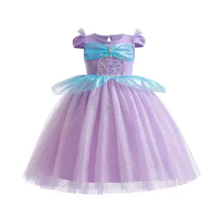 Prinsessendroom - Deluxe Lila Zeemeermin Jurk - 110/116 (4/5 Jaar) - Prinsessenjurk - Verkleed Kleding - Feestjurk