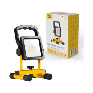 Led's Work Draadloze Led Bouwlamp Op Accu 1200 - Oplaadbaar En Kantelbaar - Zwart Geel - Bouwlampen - Bouw Lamp