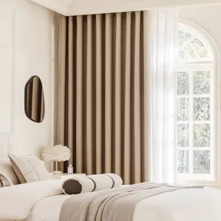 Maroyathome Elsa - Gordijn - Verduisterend - Met Plooiband - Kant-en-klaar - 300X250 Cm - 300 Cm Breedte En 250 Cm Lengte - Licht Taupe Naturel - 1