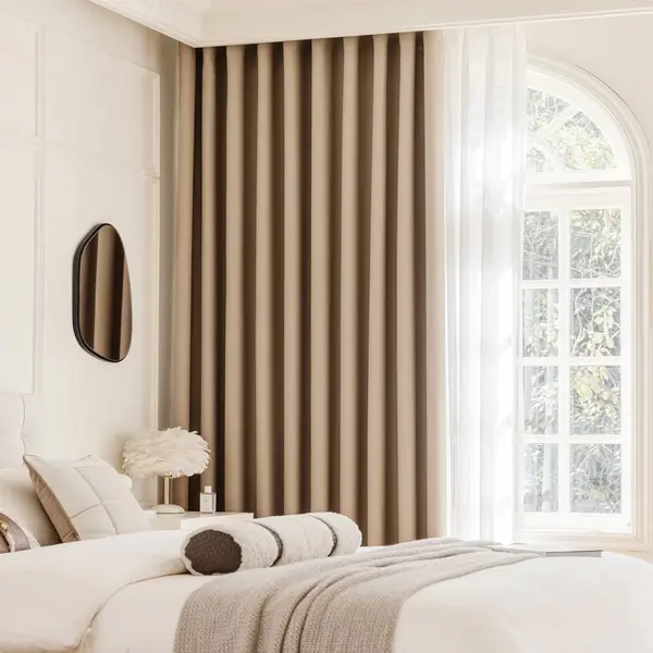 Maroyathome Elsa - Gordijn - Verduisterend - Met Plooiband - Kant-en-klaar - 300X250 Cm - 300 Cm Breedte En 250 Cm Lengte - Licht Taupe Naturel - 1 thumbnail